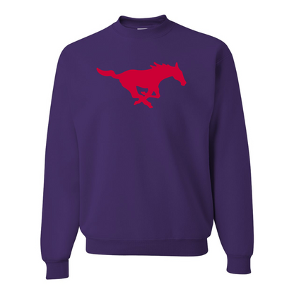 Men's SMU Mustangs Logo  JERZEES NuBlend Crewneck Sweatshirt