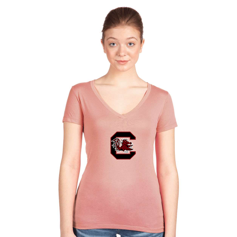Women's South Carolina Gamecocks Logo  Next Level V-Neck T-Shirt