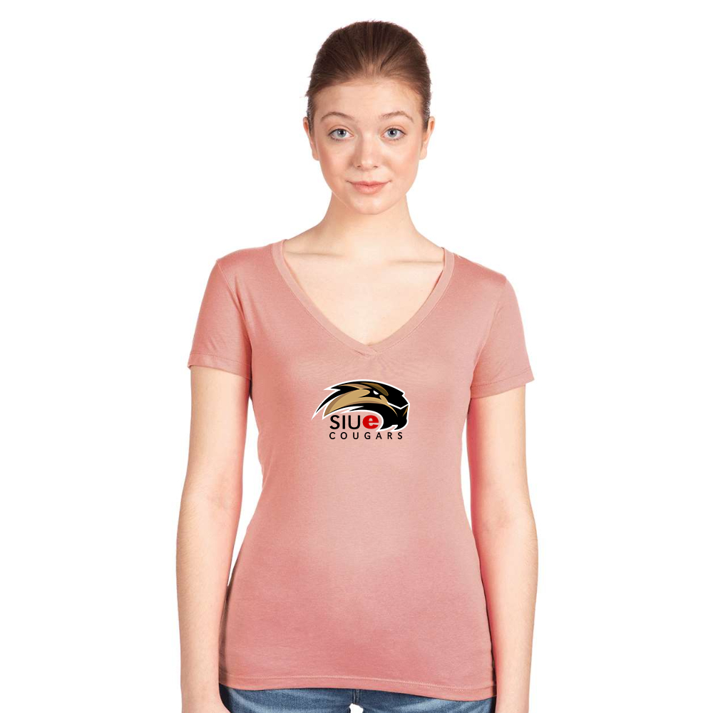 Women's SIU Edwardsville Cougars Logo Next Level V-Neck T-Shirt