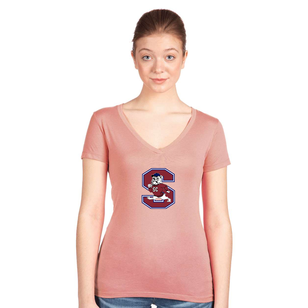 Women's South Carolina State Bulldogs Logo Next Level V-Neck T-Shirt