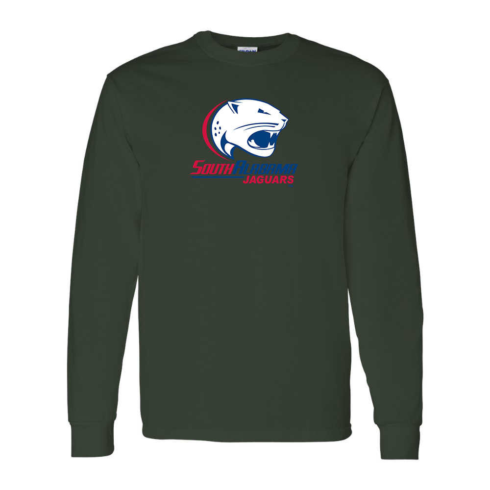 Men's South Alabama Jaguars Logo Gildan Heavy Cotton Long Sleeve T-Shirt