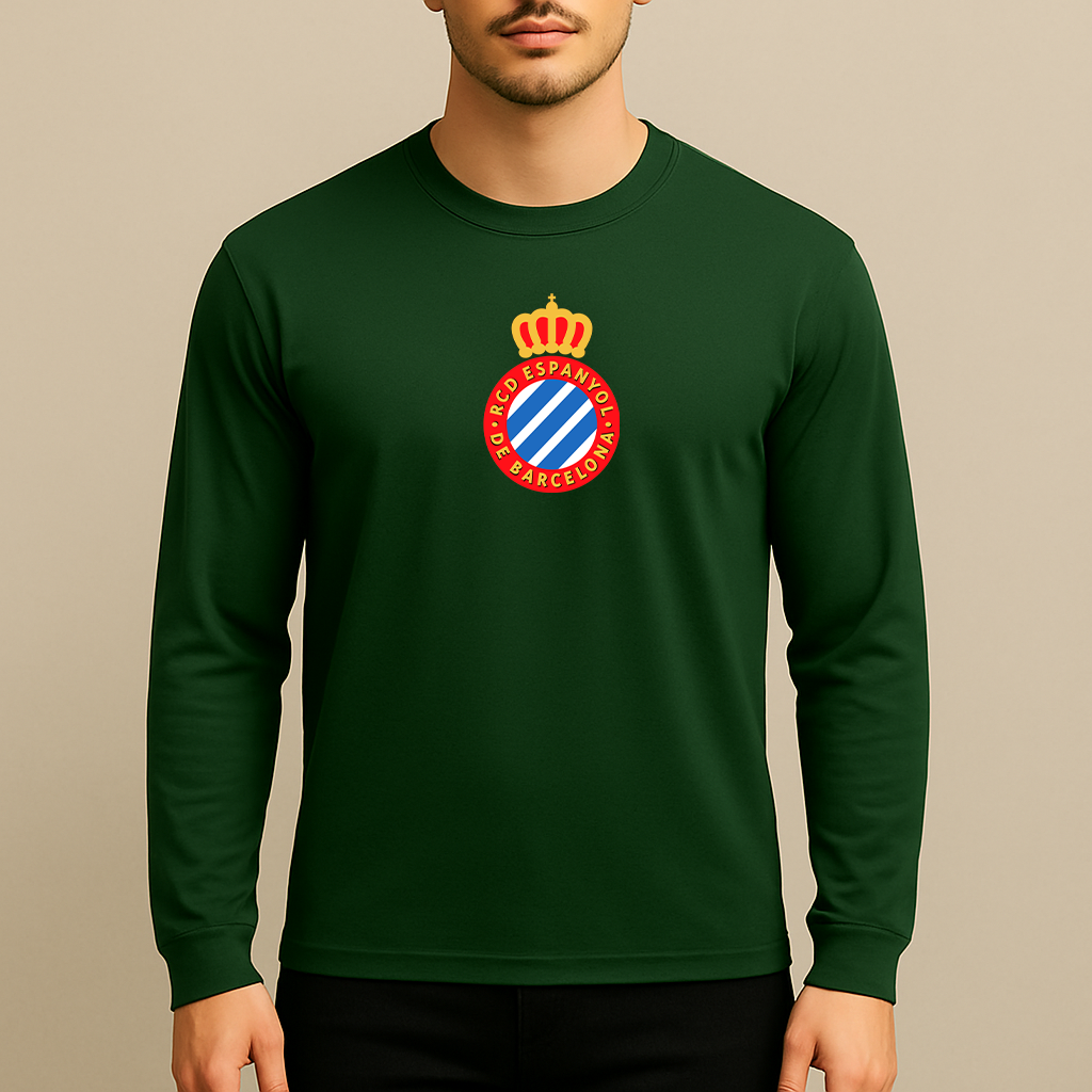 Men's Espanyol Soccer Logo Long Sleeve T-Shirt