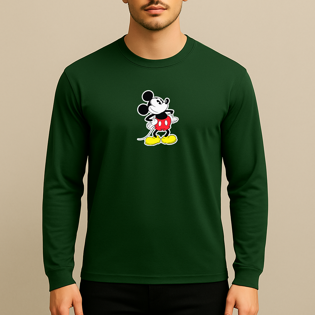 Men's Mickey Mouse Cartoon Long Sleeve T-Shirt