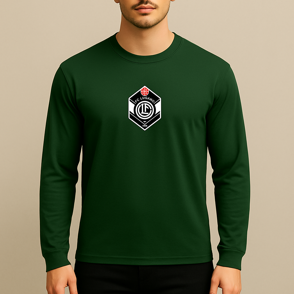 Men's FC Lugano Soccer Logo Long Sleeve T-Shirt