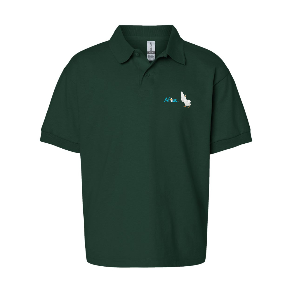 Youth Aflac Logo and Duck Gildan Dry Blend Jersey Polo