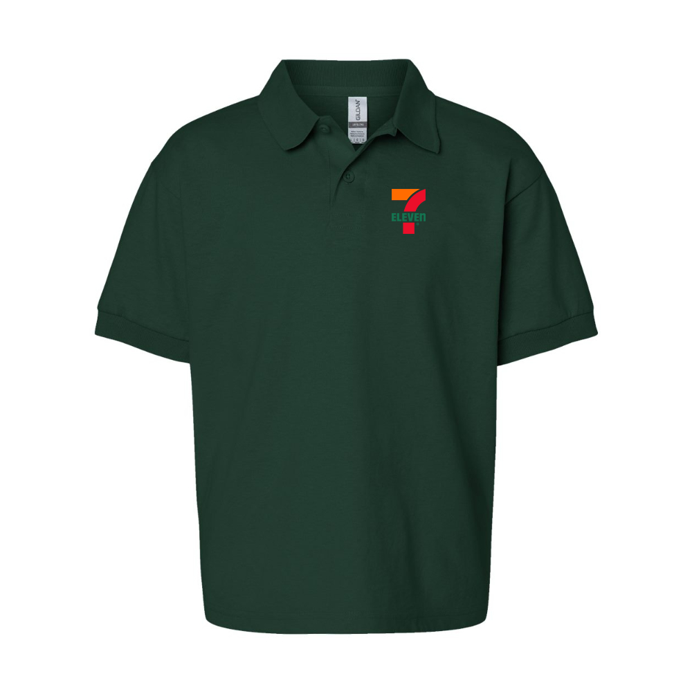 Youth 7 Eleven Logo Gildan Dry Blend Jersey Polo