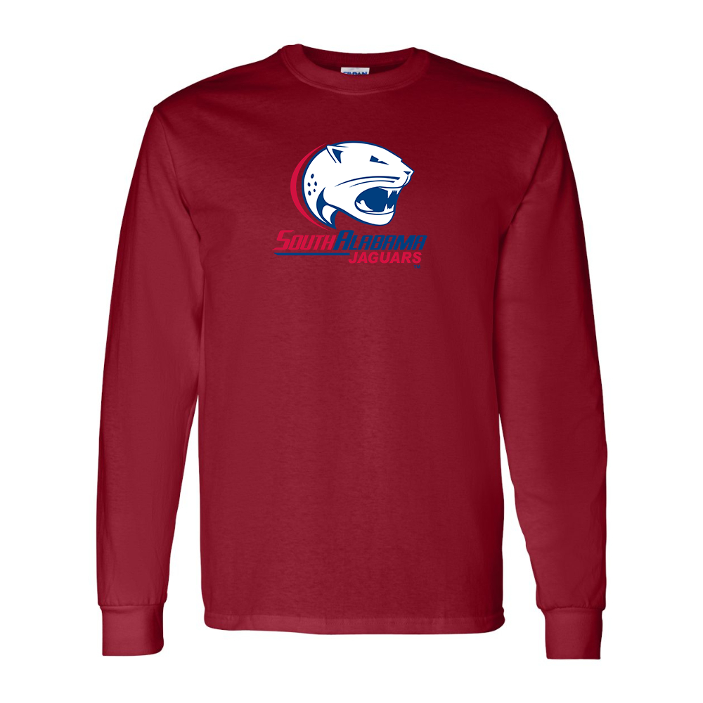 Men's South Alabama Jaguars Logo Gildan Heavy Cotton Long Sleeve T-Shirt
