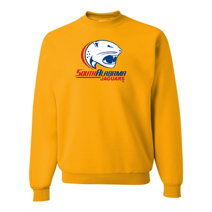Men's South Alabama Jaguars Logo JERZEES NuBlend Crewneck Sweatshirt