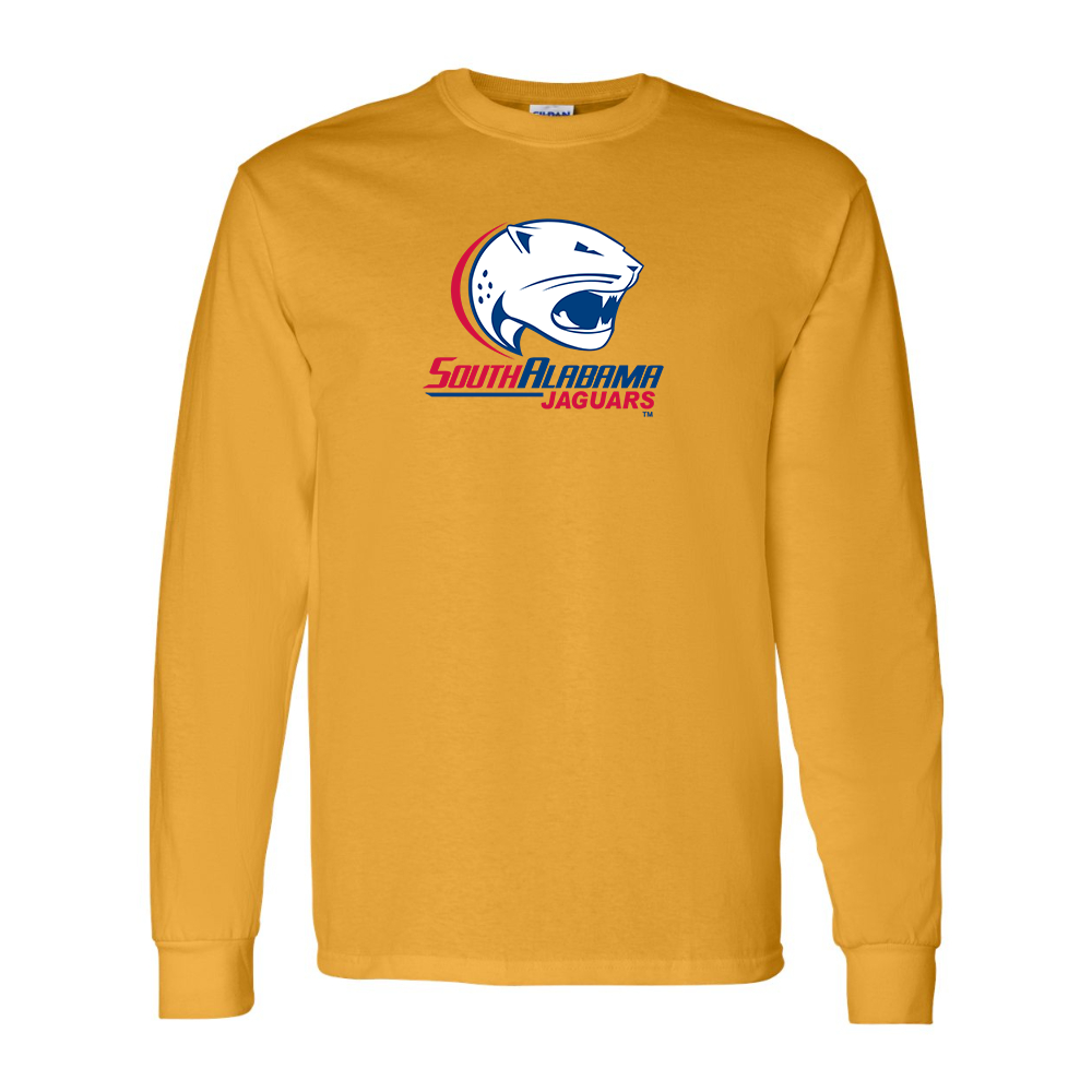 Men's South Alabama Jaguars Logo Gildan Heavy Cotton Long Sleeve T-Shirt