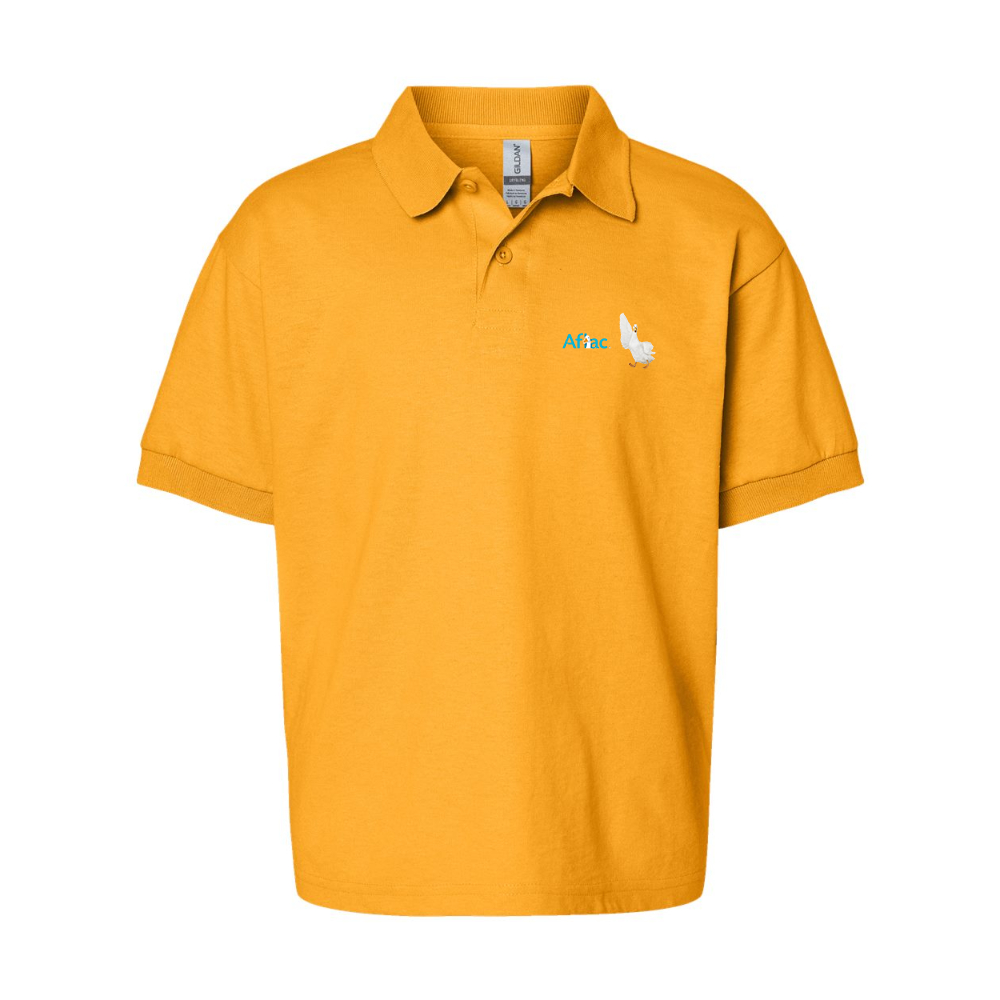 Youth Aflac Logo and Duck Gildan Dry Blend Jersey Polo