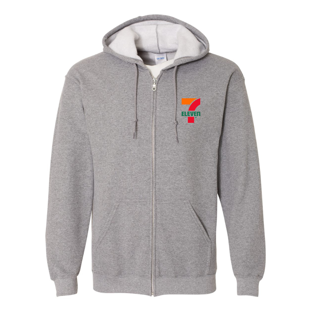 Men's 7 Eleven Logo Gildan  Heavy Blend Full Zip Hooded Sweatshirt