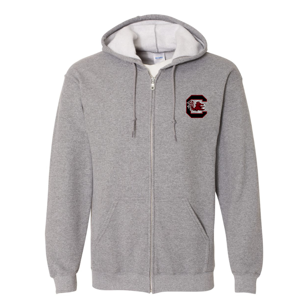 Men's South Carolina Gamecocks Logo Gildan  Heavy Blend Full Zip Hooded Sweatshirt