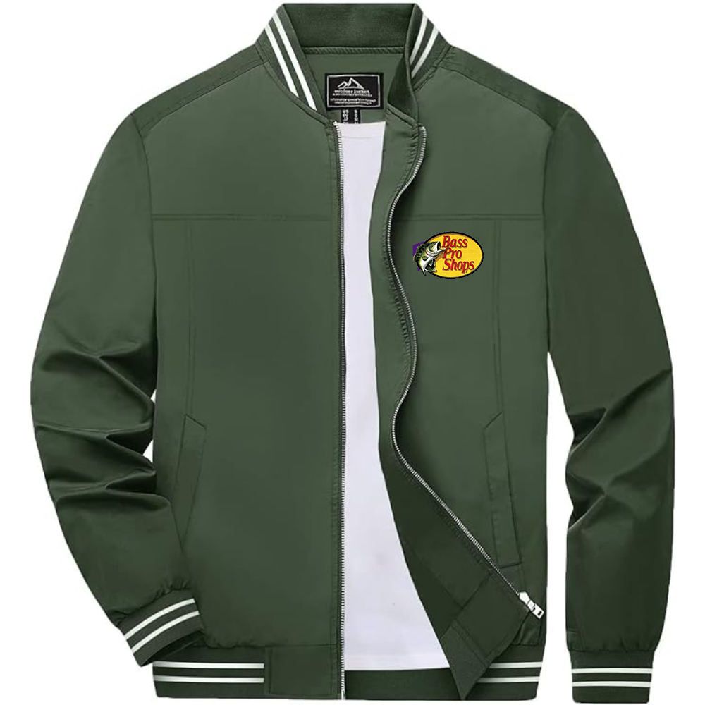Men's Bass Pro Shops Logo Lightweight Zip-Up Ribbed Collar and Cuffs Bomber Jacket