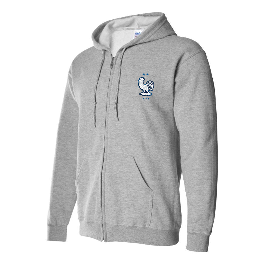 Men's France National Soccer Team Zipper Hoodie