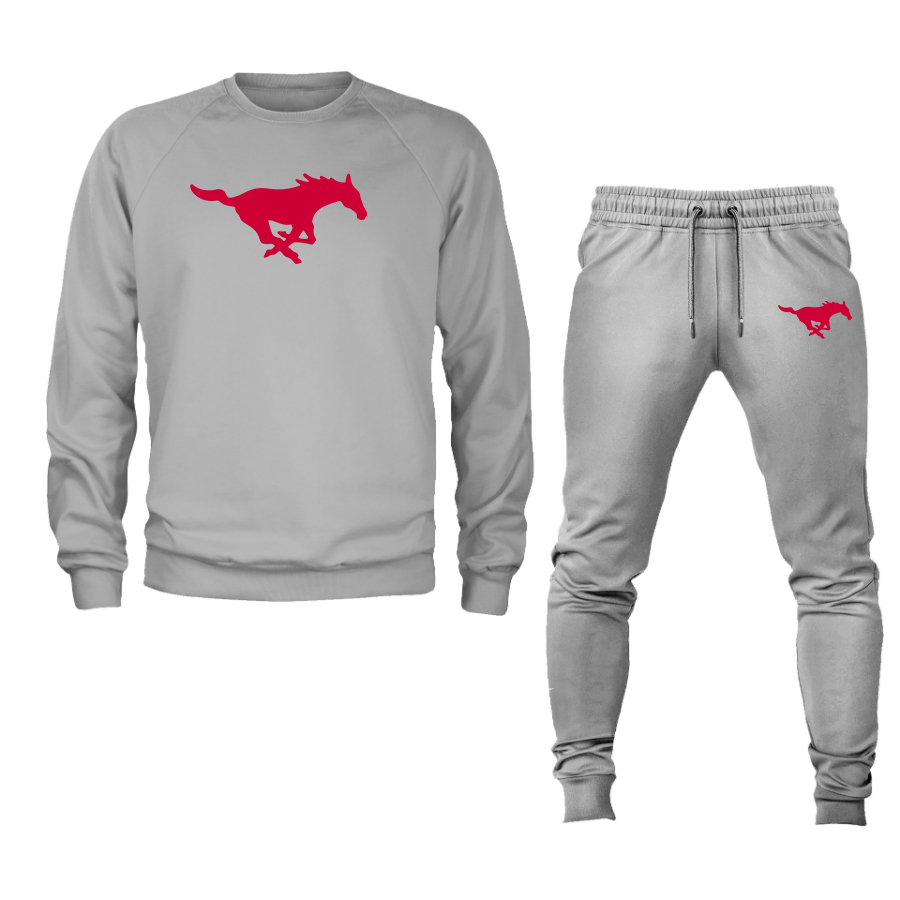 Men's  SMU Mustangs Logo Crewneck Sweatshirt Joggers Suit