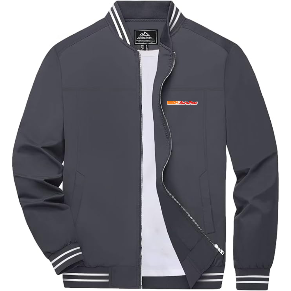 Men's AutoZone Logo Lightweight Zip-Up Ribbed Collar and Cuffs Bomber Jacket
