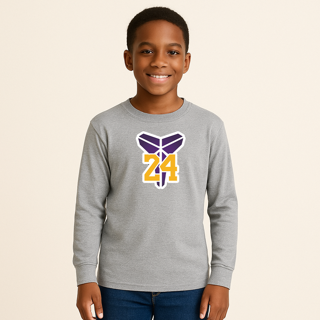Youth Kids Kobe Bryant Mamba 24 Long Sleeve T-Shirt