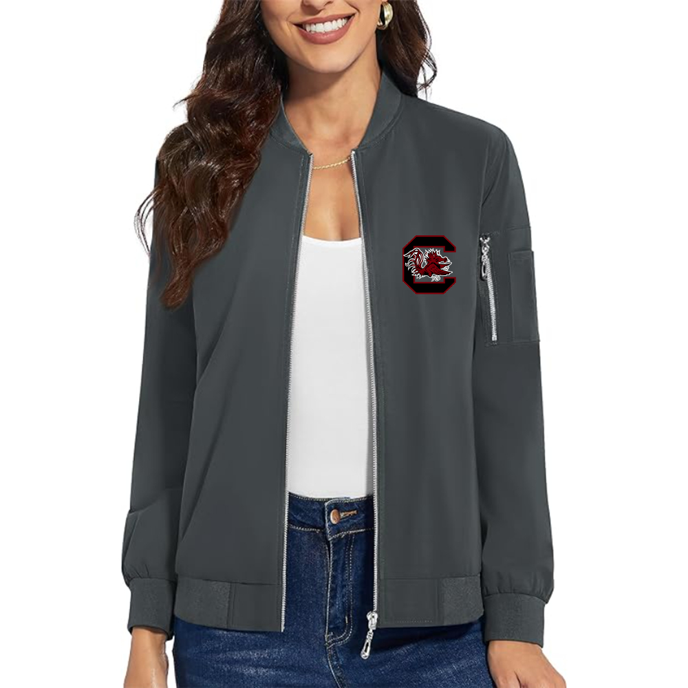 Women's South Carolina Gamecocks Logo Premium Bomber Jacket with Polished Detailing and Functional Sleeve Pocket Modern Luxury Outerwear