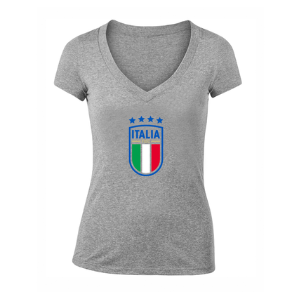 Women's Italy National Soccer V-Neck T-Shirt