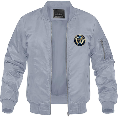 Men's Philadelphia Union FC Lightweight Bomber Jacket Windbreaker Softshell Varsity Jacket Coat