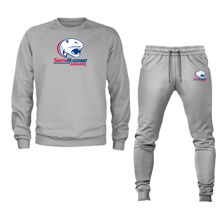 Men's South Alabama Jaguars Logo Crewneck Sweatshirt Joggers Suit