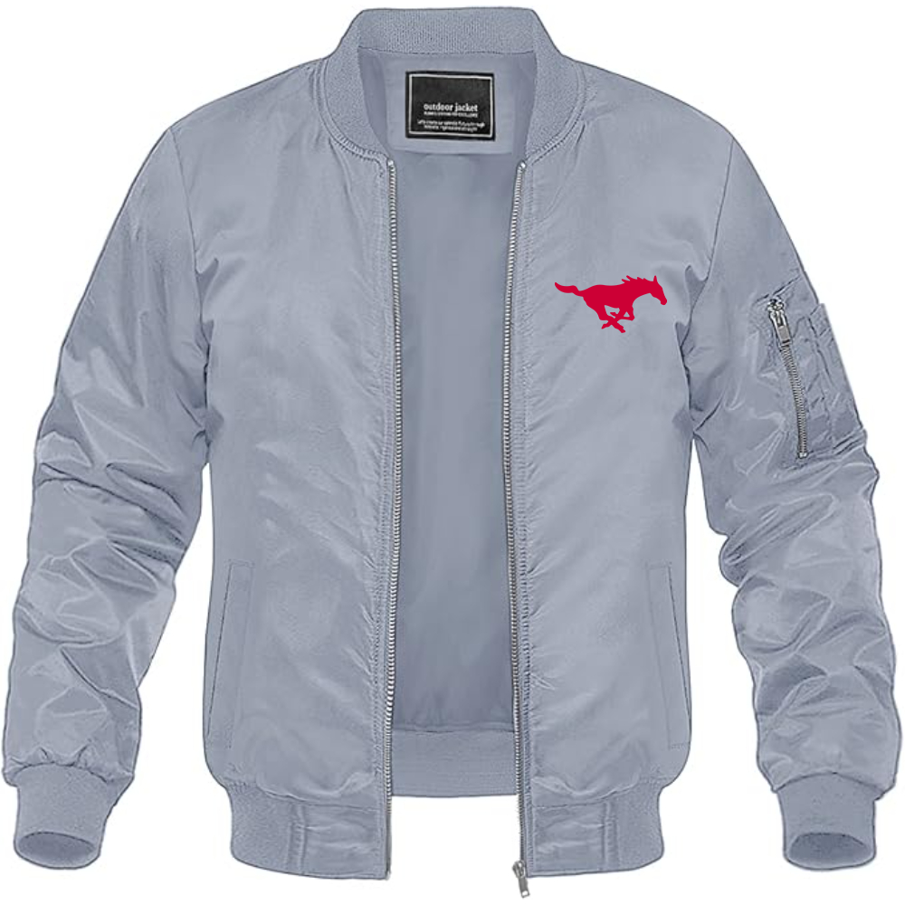 Men's SMU Mustangs Logo Lightweight Bomber Jacket Windbreaker Softshell Varsity Jacket Coat