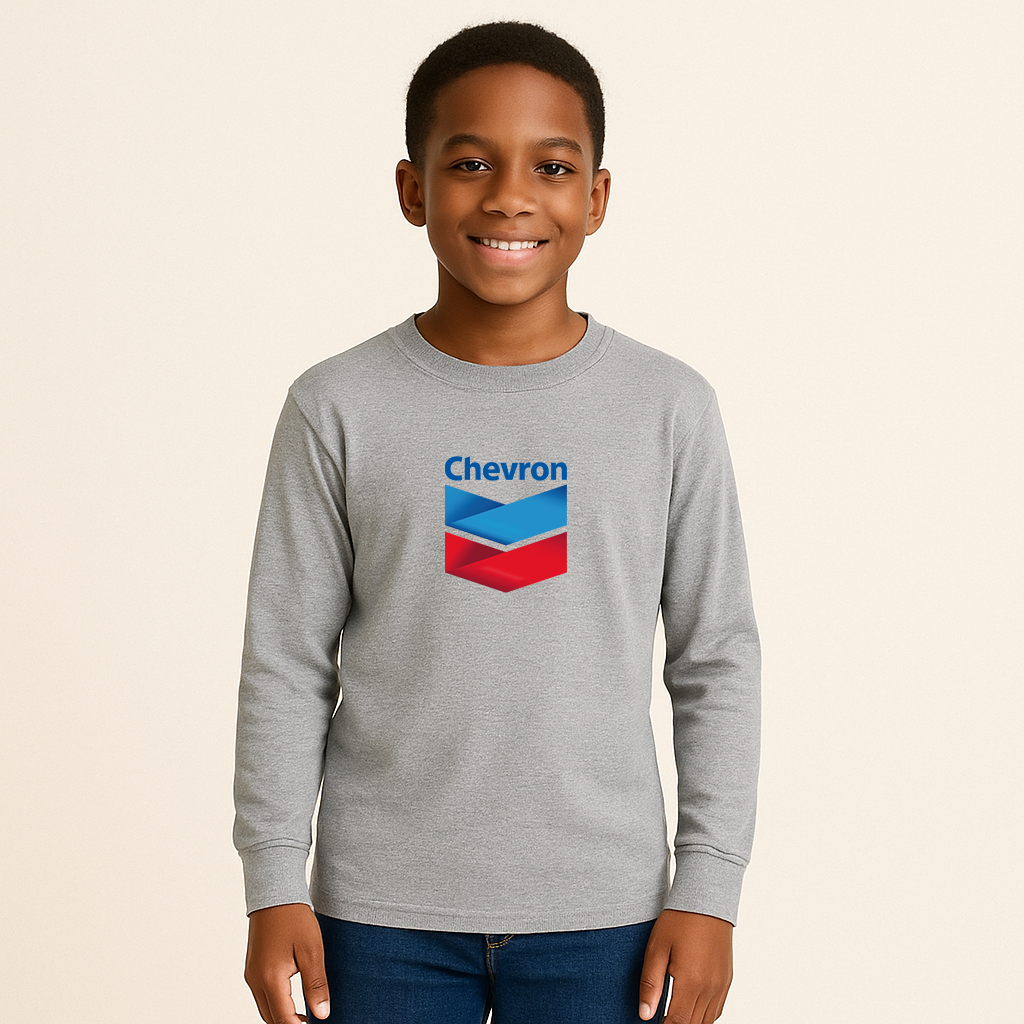 Youth Kids Chevron Gas Station Long Sleeve T-Shirt