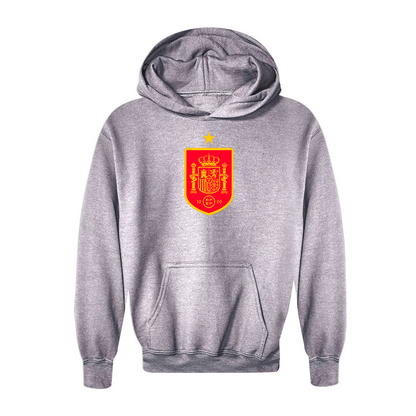 Youth Kids Spain Red Logo National Soccer Team Pullover Hoodie