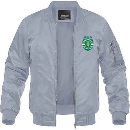 Men's Sporting CP FC Lightweight Bomber Jacket Windbreaker Softshell Varsity Jacket Coat
