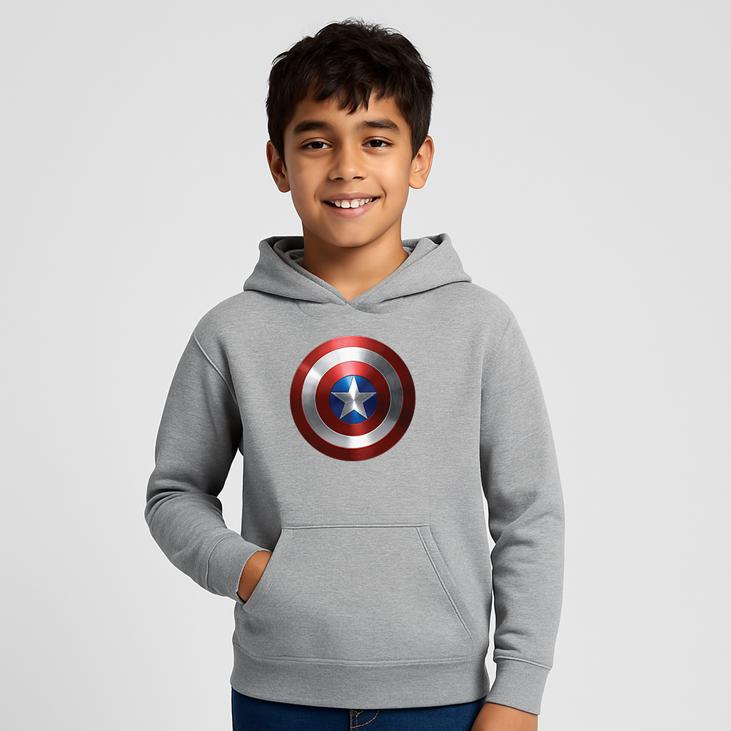 Youth Kids Captain America Superhero Pullover Hoodie