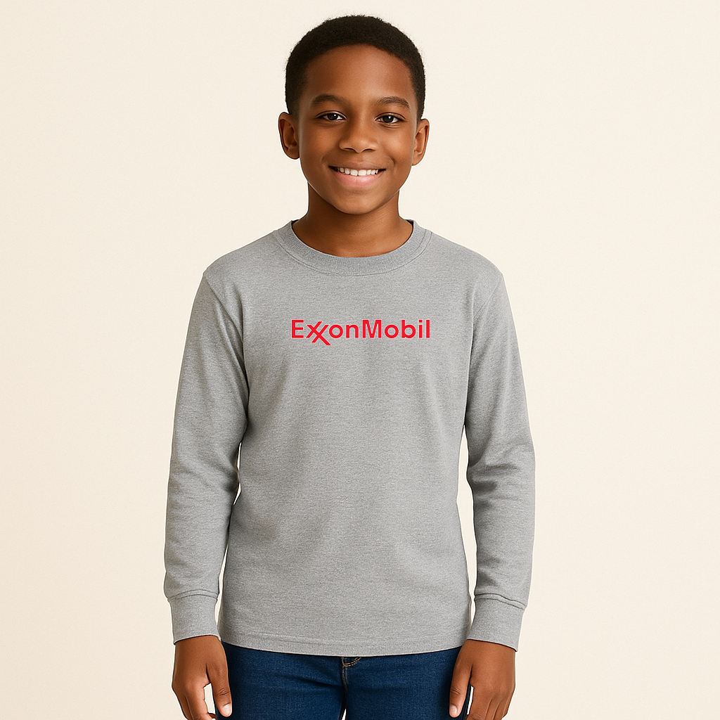 Youth Kids Exxon Mobil Gas Station Long Sleeve T-Shirt