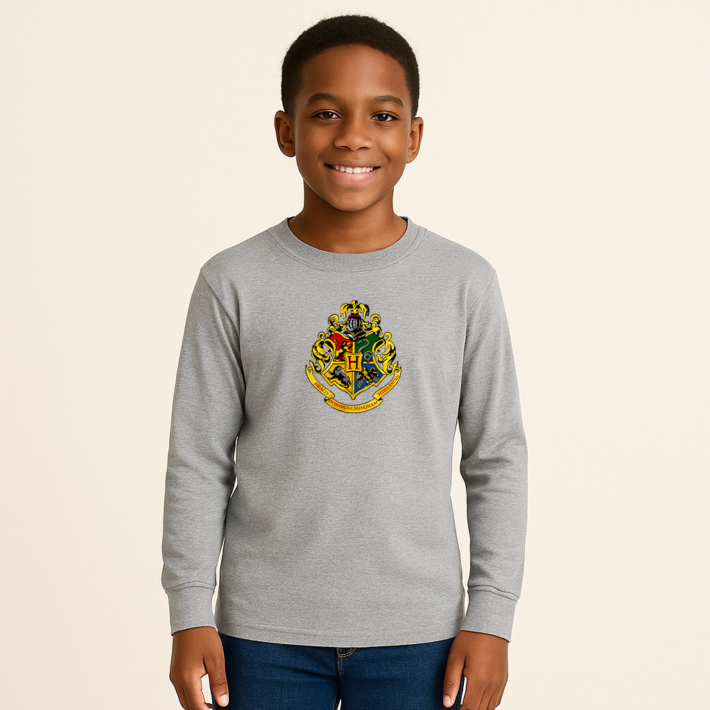Youth Kids Hogwarts Emblem Harry Potter Movie Long Sleeve T-Shirt