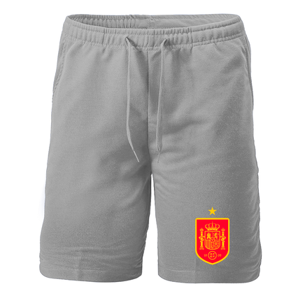 Men's Spain Red Logo National Soccer Team Athletic Fleece Shorts