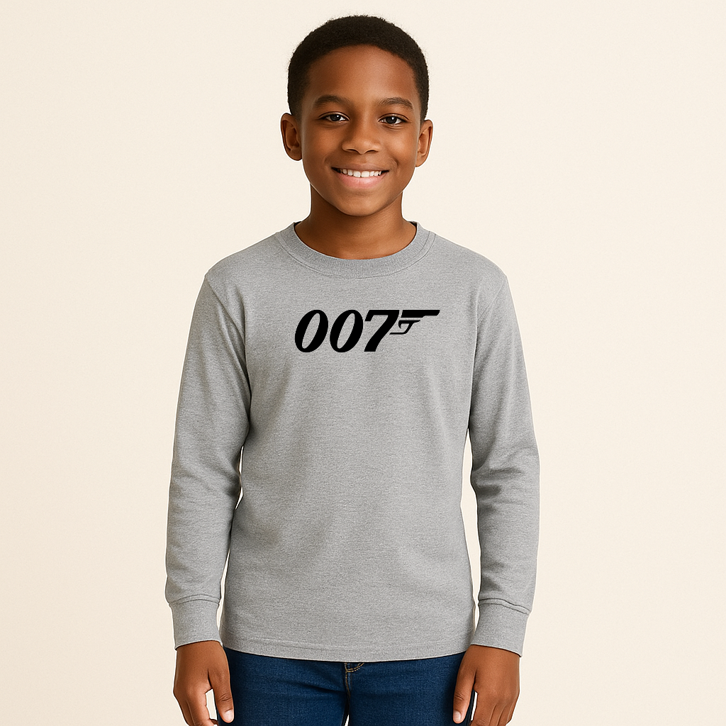 Youth Kids 007 James Bond Movie Long Sleeve T-Shirt