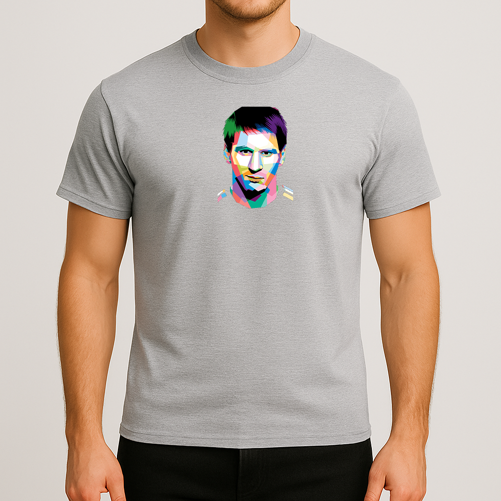 Men's Lionel Messi Face Art Sports Cotton T-Shirt