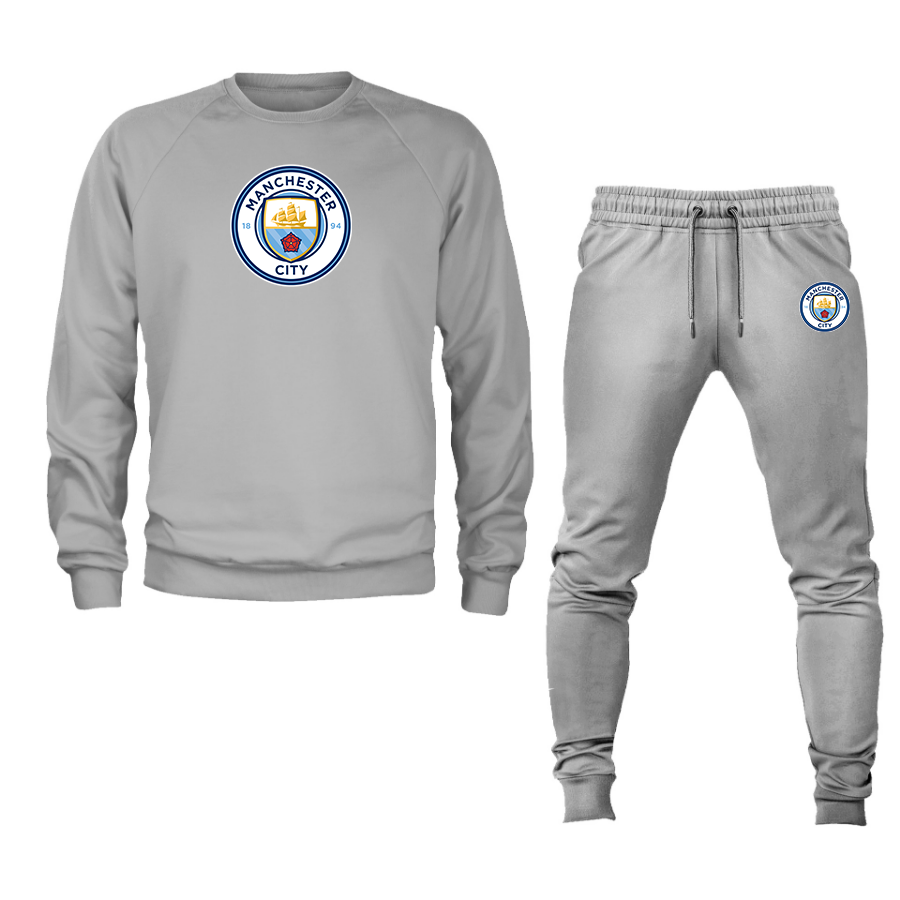 Men's Manchester City  Soccer Logo Crewneck Sweatshirt Joggers Suit