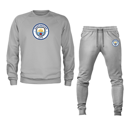 Men's Manchester City  Soccer Logo Crewneck Sweatshirt Joggers Suit