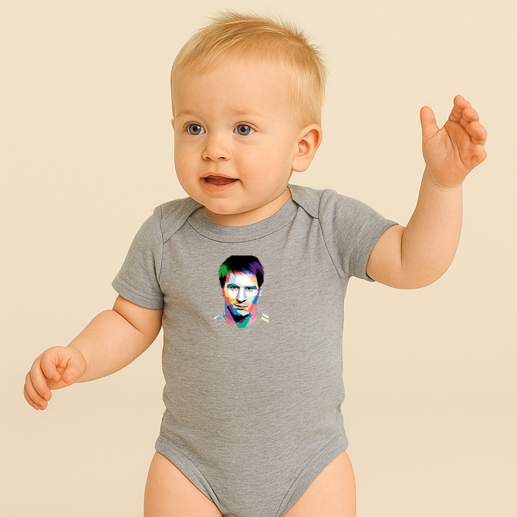 Lionel Messi Face Art Sports Baby Romper Onesie