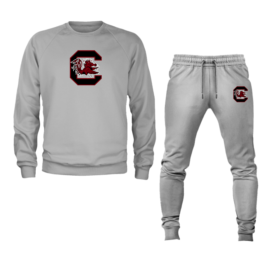 Men's South Carolina Gamecocks Logo Crewneck Sweatshirt Joggers Suit