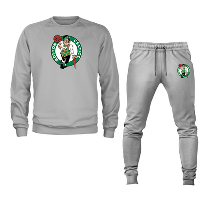 Men's Boston Celtics Logo Crewneck Sweatshirt Joggers Suit