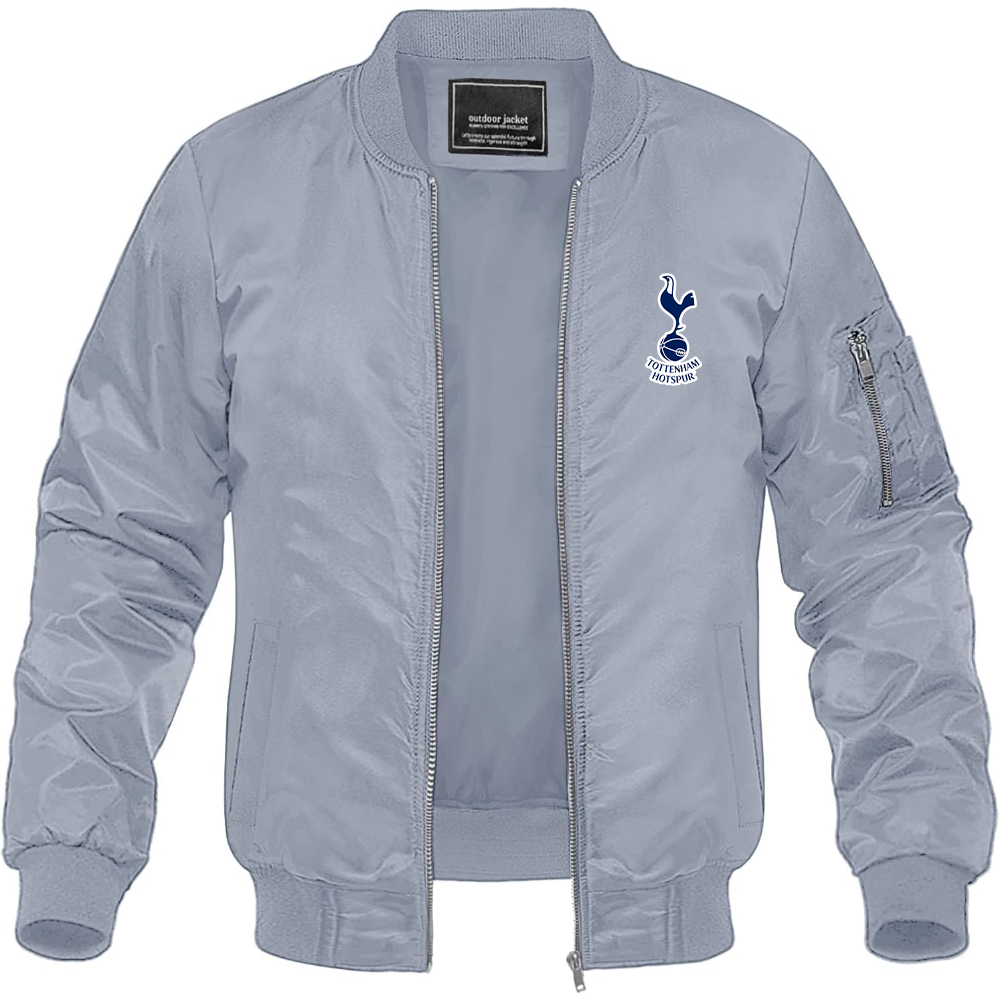 Men’s Tottenham Hotspur F.C. Soccer Lightweight Bomber Jacket Windbreaker Softshell Varsity Jacket Coat