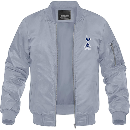 Men’s Tottenham Hotspur F.C. Soccer Lightweight Bomber Jacket Windbreaker Softshell Varsity Jacket Coat