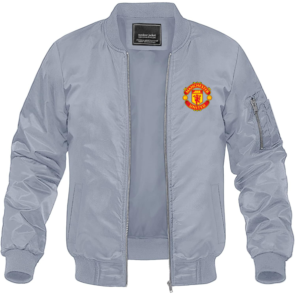 Men’s Manchester United Soccer Lightweight Bomber Jacket Windbreaker Softshell Varsity Jacket Coat