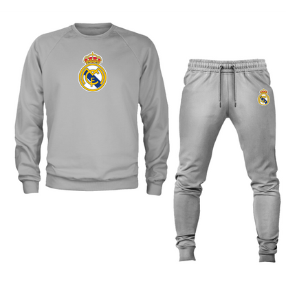 Men’s Real Madrid Soccer Logo Crewneck Sweatshirt Joggers Suit