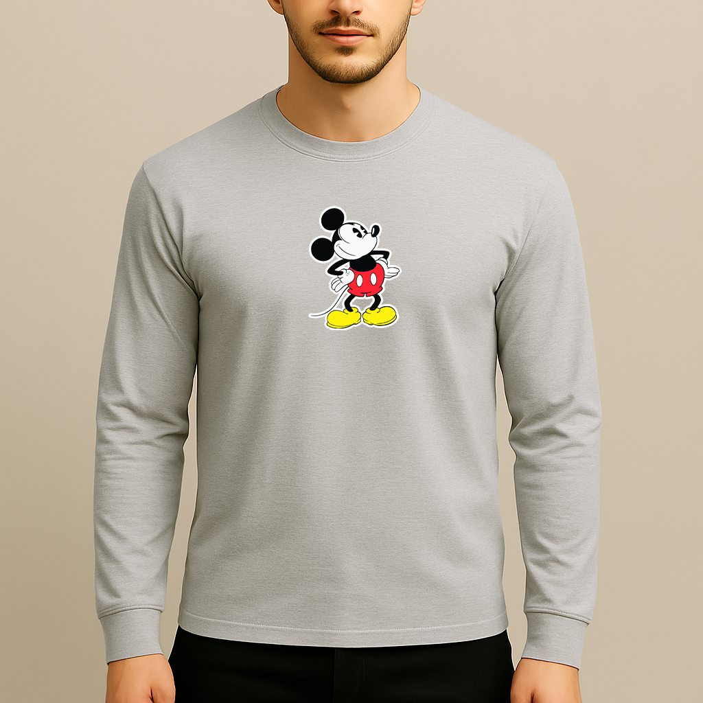 Men's Mickey Mouse Cartoon Long Sleeve T-Shirt