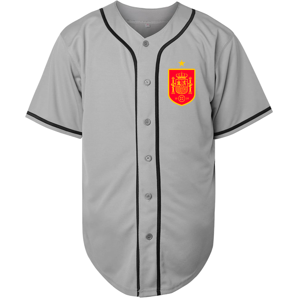 Men's Spain Red Logo National Soccer Team Baseball Jersey