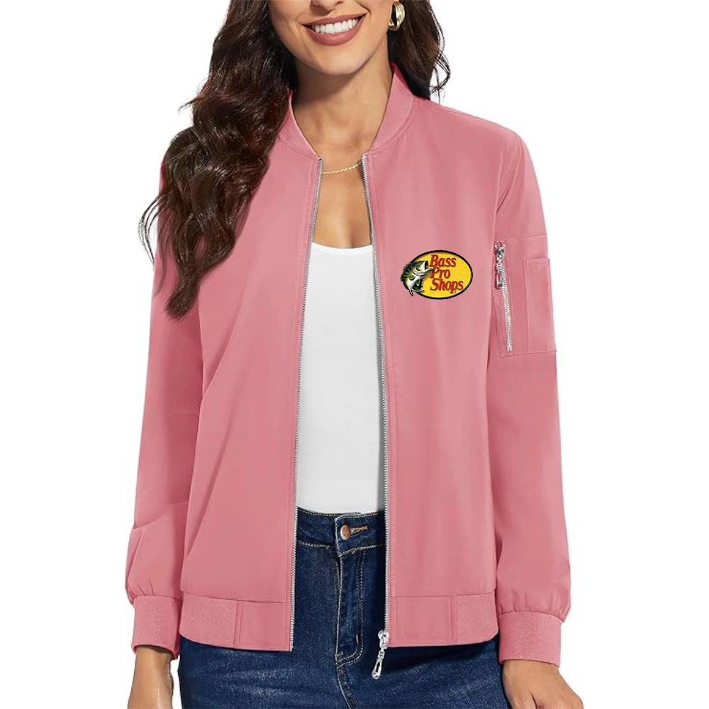 Women's Bass Pro Shops Logo  Premium Bomber Jacket with Polished Detailing and Functional Sleeve Pocket Modern Luxury Outerwear