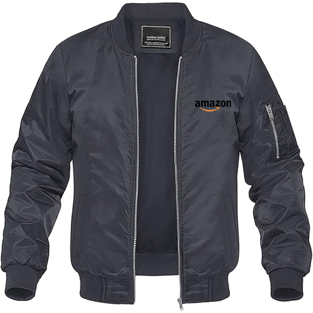 Men's Amazon Logo Lightweight Bomber Jacket Windbreaker Softshell Varsity Jacket Coat