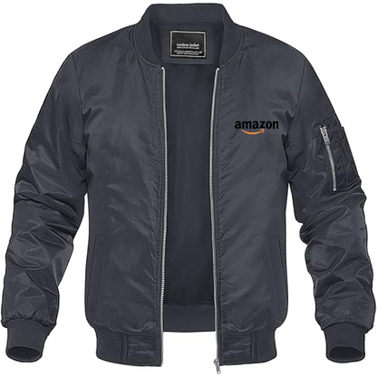 Men's Amazon Logo Lightweight Bomber Jacket Windbreaker Softshell Varsity Jacket Coat