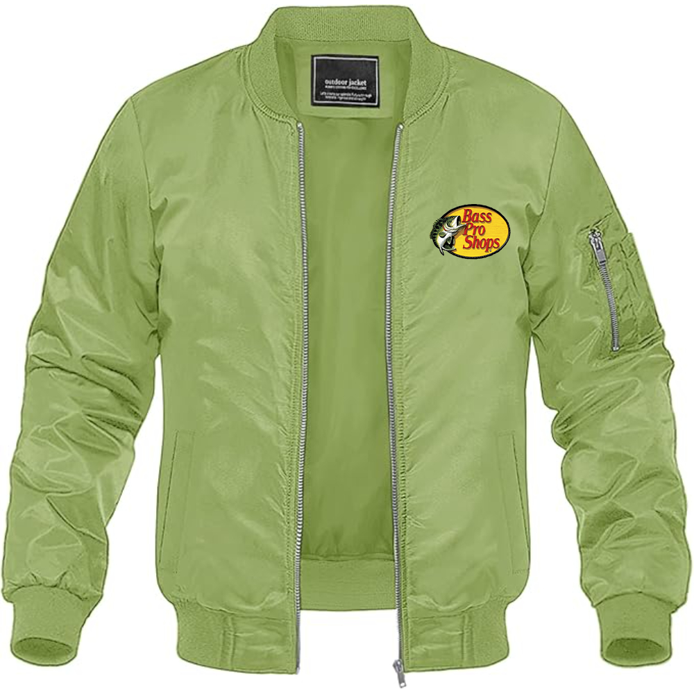 Men's Bass Pro Shops Logo Lightweight Bomber Jacket Windbreaker Softshell Varsity Jacket Coat